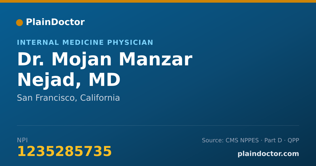 Shareable card for Mojan Manzar Nejad, MD - Internal Medicine Physician, San Francisco, CA