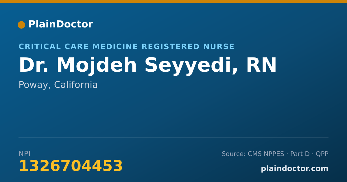 Shareable card for Mojdeh Seyyedi, RN - Critical Care Medicine Registered Nurse, Poway, CA