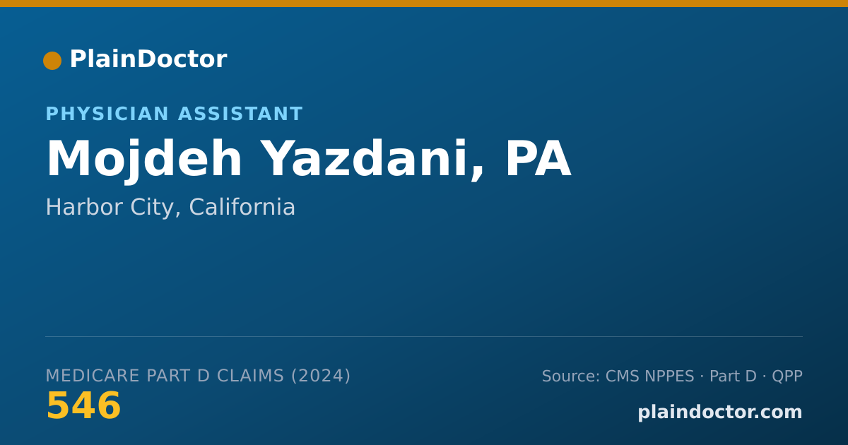 Shareable card for Mojdeh Yazdani, PA - Physician Assistant, Harbor City, CA