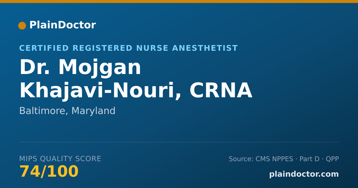 Shareable card for Mojgan Khajavi-Nouri, CRNA - Certified Registered Nurse Anesthetist, Baltimore, MD