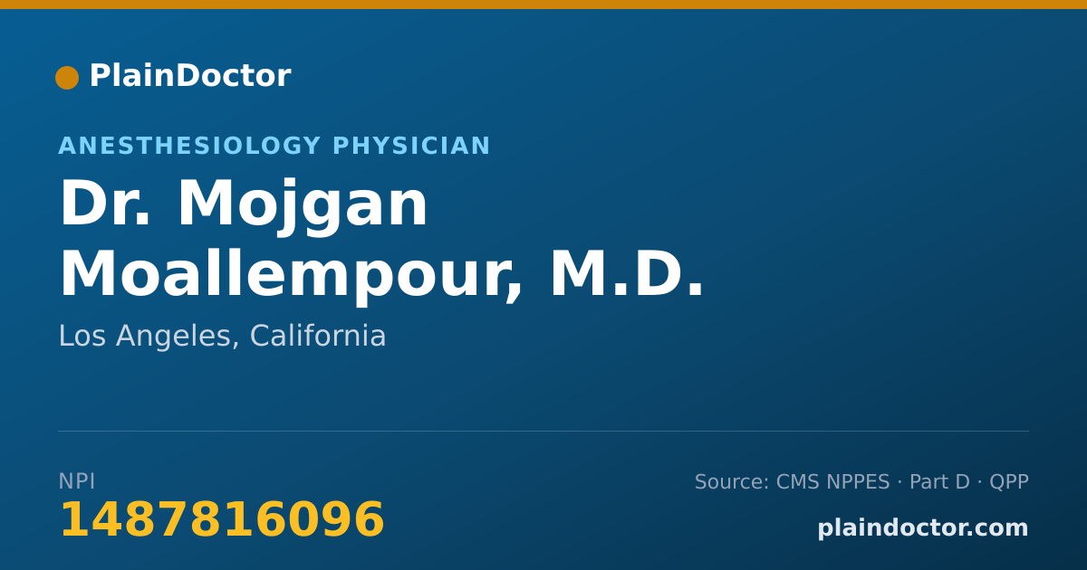 Shareable card for Mojgan Moallempour, M.D. - Anesthesiology Physician, Los Angeles, CA