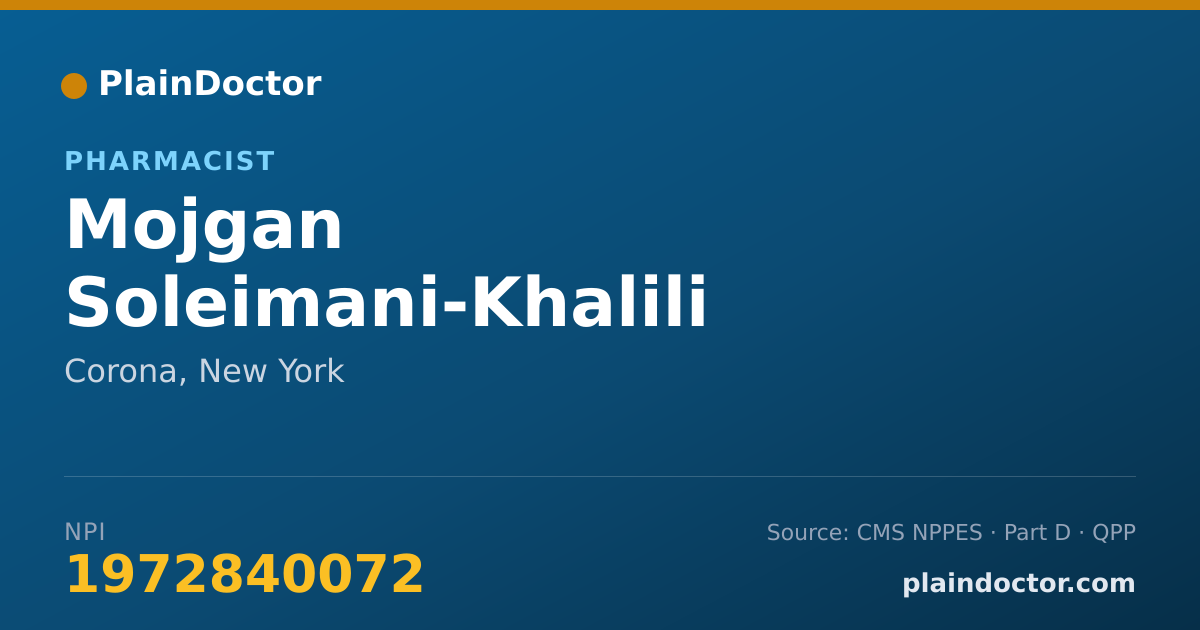 Shareable card for Mojgan Soleimani-Khalili - Pharmacist, Corona, NY