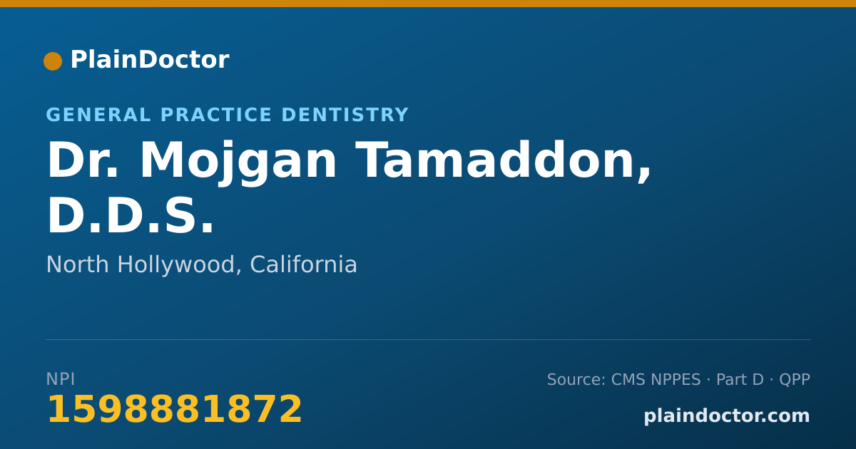 Shareable card for Mojgan Tamaddon, D.D.S. - General Practice Dentistry, North Hollywood, CA