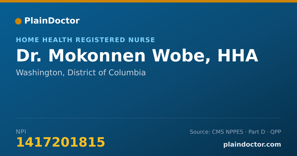 Shareable card for Mokonnen Wobe, HHA - Home Health Registered Nurse, Washington, DC