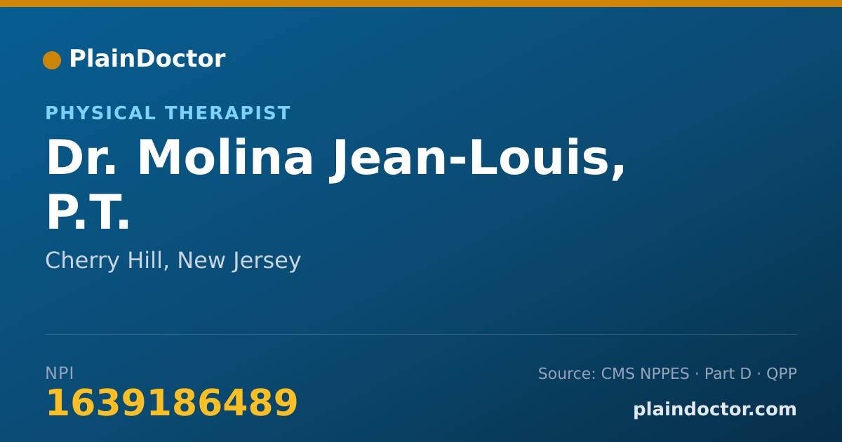 Shareable card for Molina Jean-Louis, P.T. - Physical Therapist, Cherry Hill, NJ