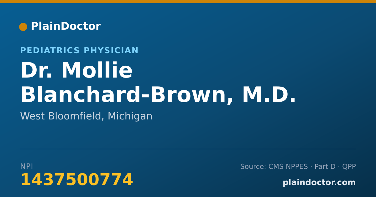 Shareable card for Mollie Blanchard-Brown, M.D. - Pediatrics Physician, West Bloomfield, MI