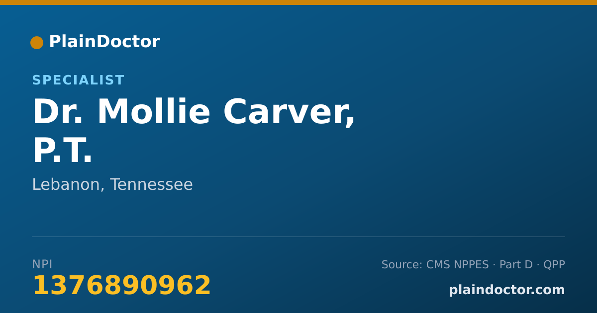 Shareable card for Mollie Carver, P.T. - Specialist, Lebanon, TN