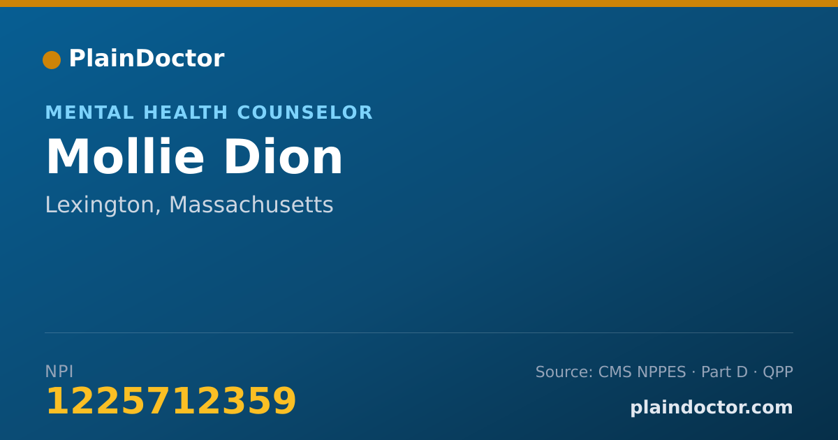 Shareable card for Mollie Dion - Mental Health Counselor, Lexington, MA