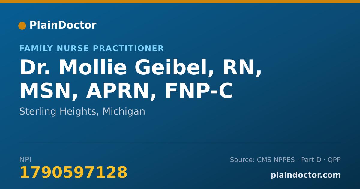 Shareable card for Mollie Geibel, RN, MSN, APRN, FNP-C - Family Nurse Practitioner, Sterling Heights, MI