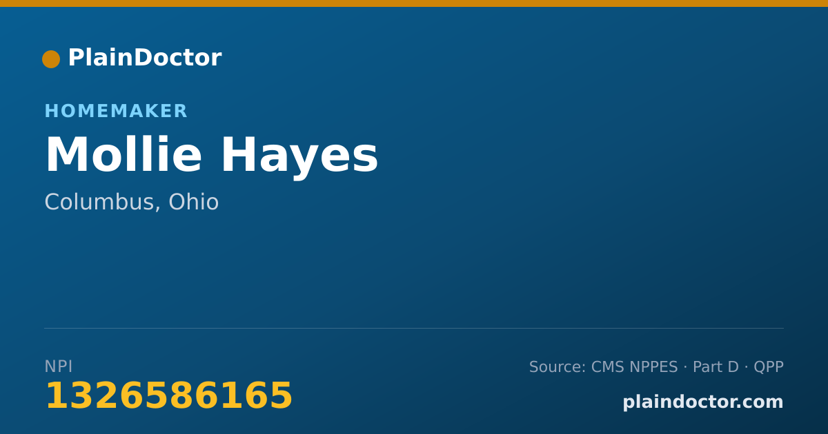 Shareable card for Mollie Hayes - Homemaker, Columbus, OH
