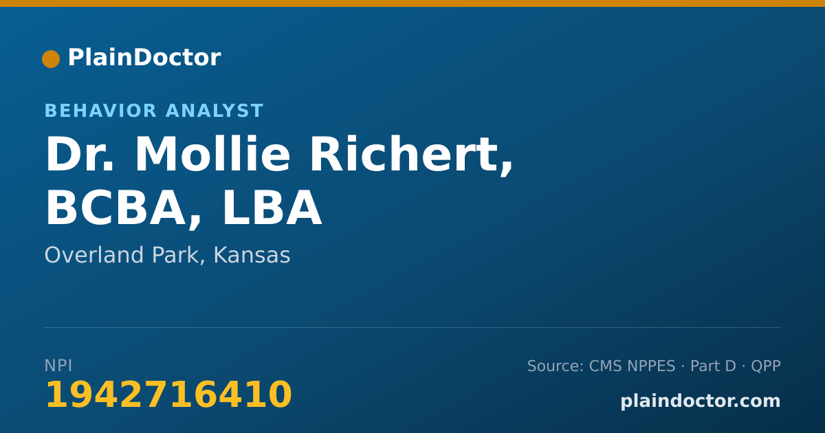 Shareable card for Mollie Richert, BCBA, LBA - Behavior Analyst, Overland Park, KS
