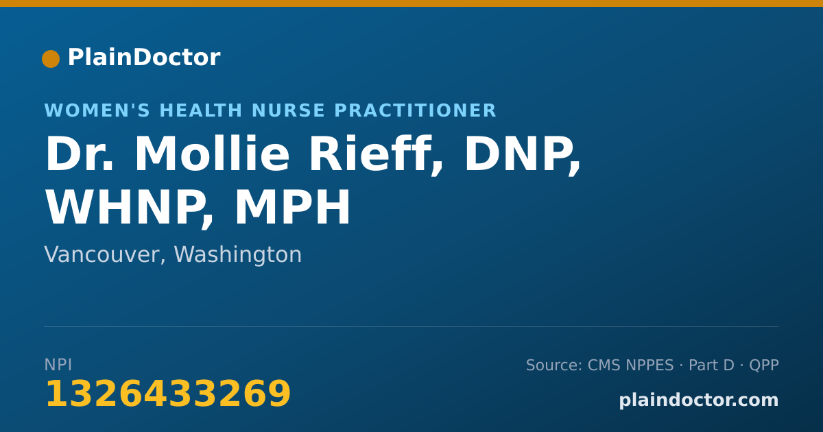 Shareable card for Mollie Rieff, DNP, WHNP, MPH - Women's Health Nurse Practitioner, Vancouver, WA