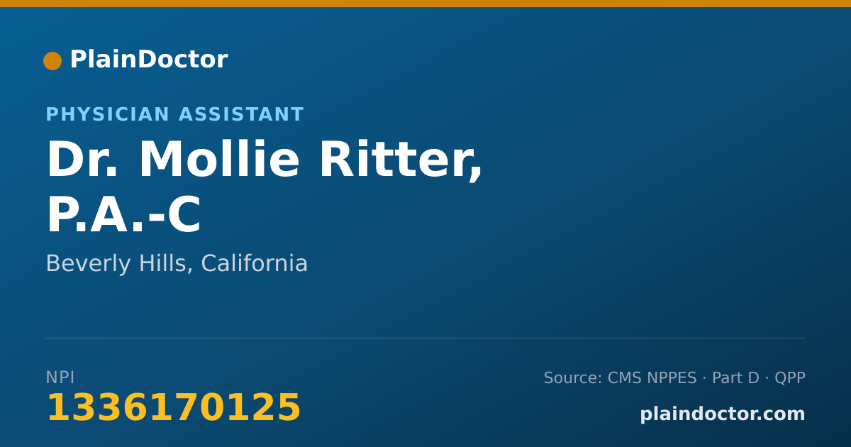 Shareable card for Mollie Ritter, P.A.-C - Physician Assistant, Beverly Hills, CA