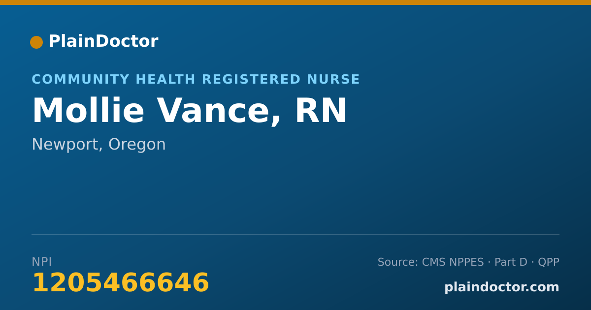 Shareable card for Mollie Vance, RN - Community Health Registered Nurse, Newport, OR