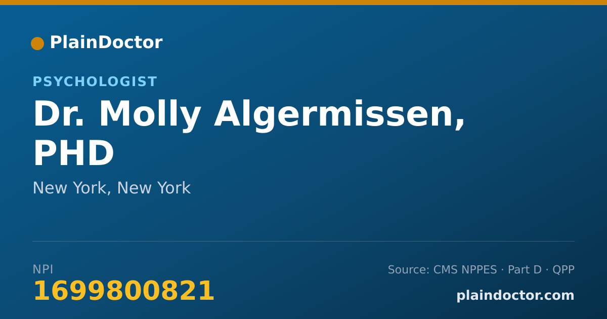 Shareable card for Molly Algermissen, PHD - Psychologist, New York, NY