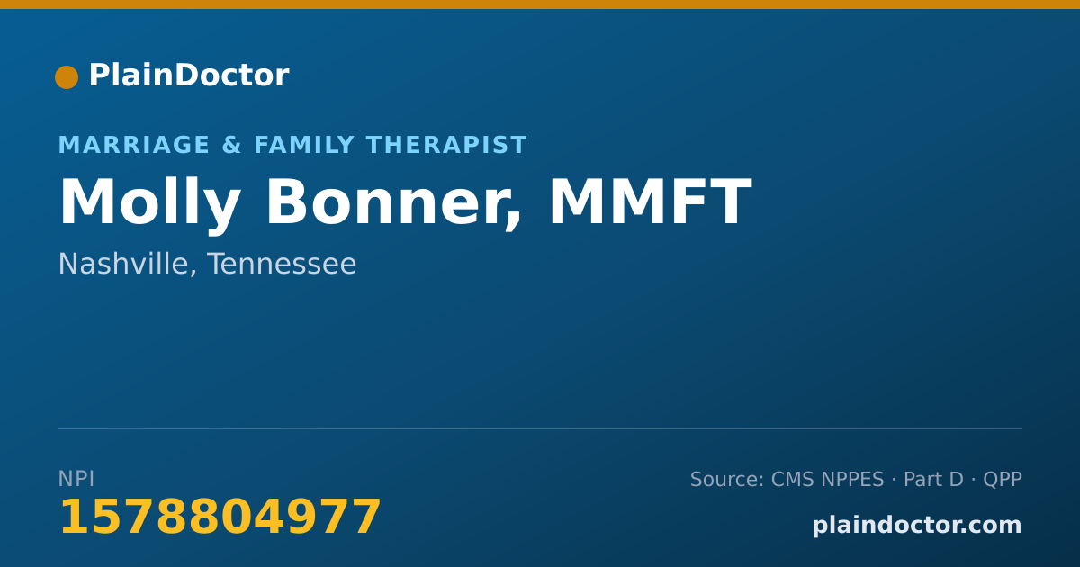 Shareable card for Molly Bonner, MMFT - Marriage & Family Therapist, Nashville, TN