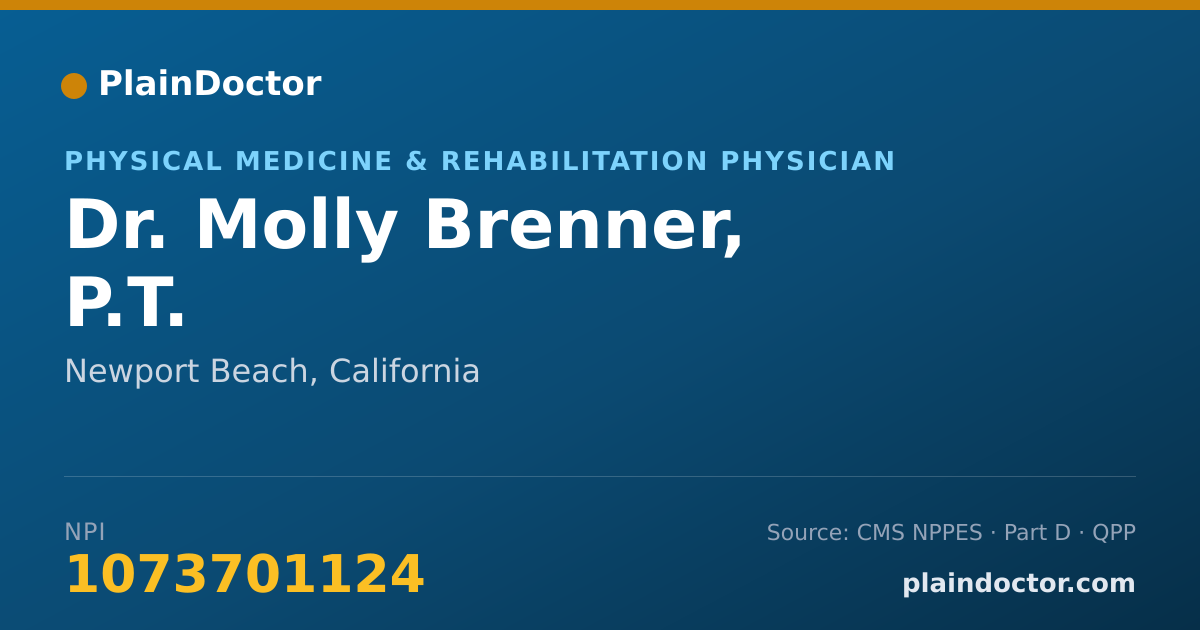 Shareable card for Molly Brenner, P.T. - Physical Medicine & Rehabilitation Physician, Newport Beach, CA