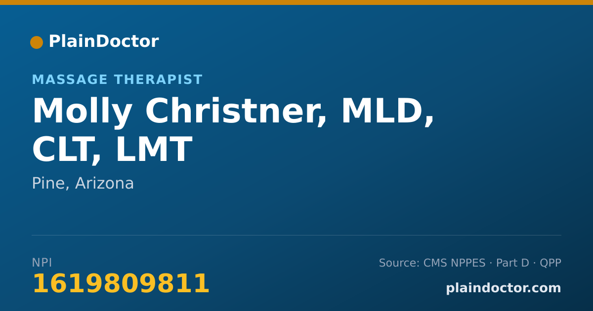 Shareable card for Molly Christner, MLD, CLT, LMT - Massage Therapist, Pine, AZ