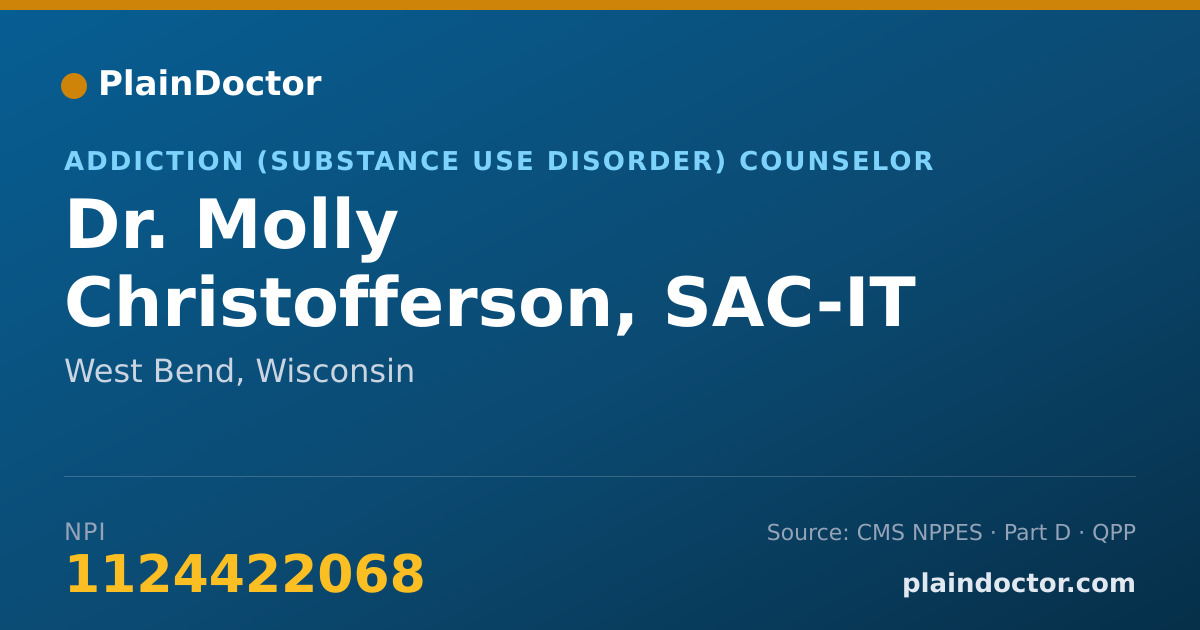 Shareable card for Molly Christofferson, SAC-IT - Addiction (Substance Use Disorder) Counselor, West Bend, WI