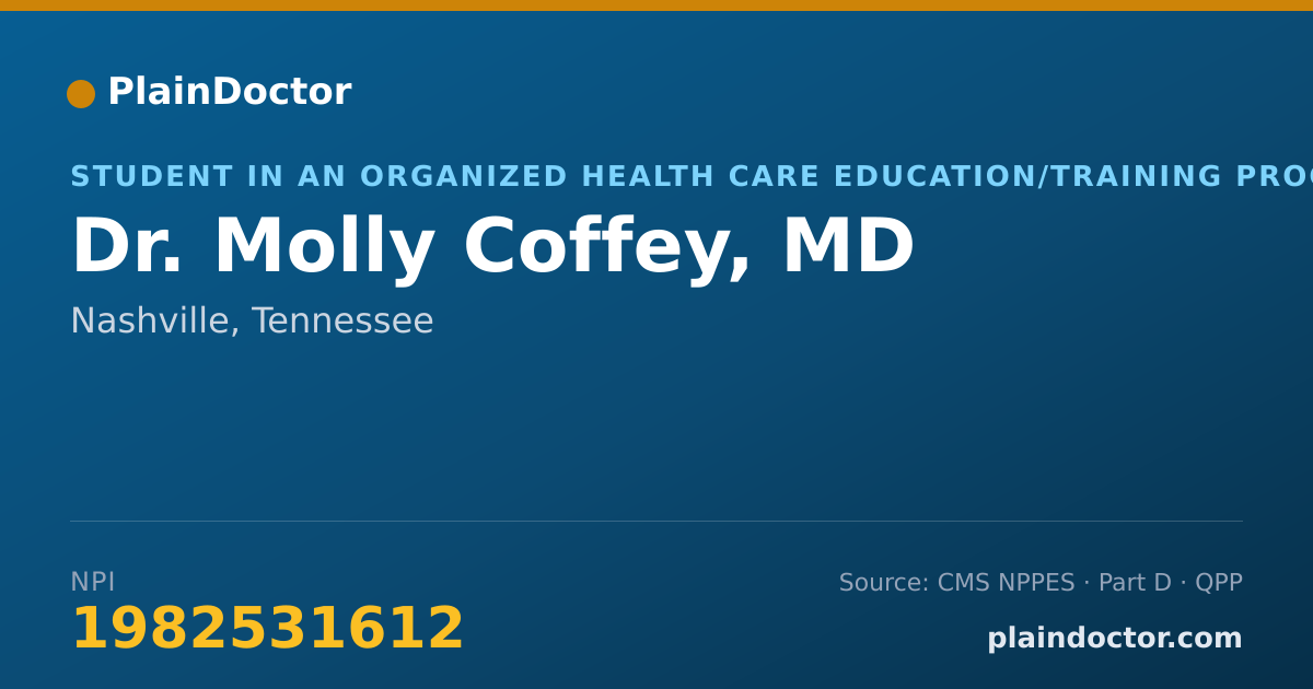 Shareable card for Molly Coffey, MD - Student in an Organized Health Care Education/Training Program, Nashville, TN
