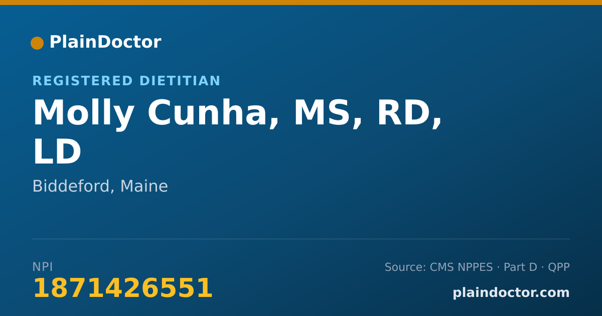 Shareable card for Molly Cunha, MS, RD, LD - Registered Dietitian, Biddeford, ME