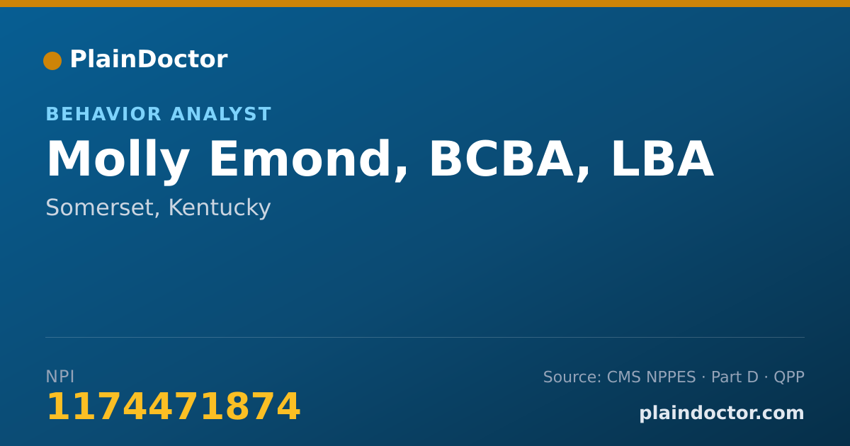Shareable card for Molly Emond, BCBA, LBA - Behavior Analyst, Somerset, KY