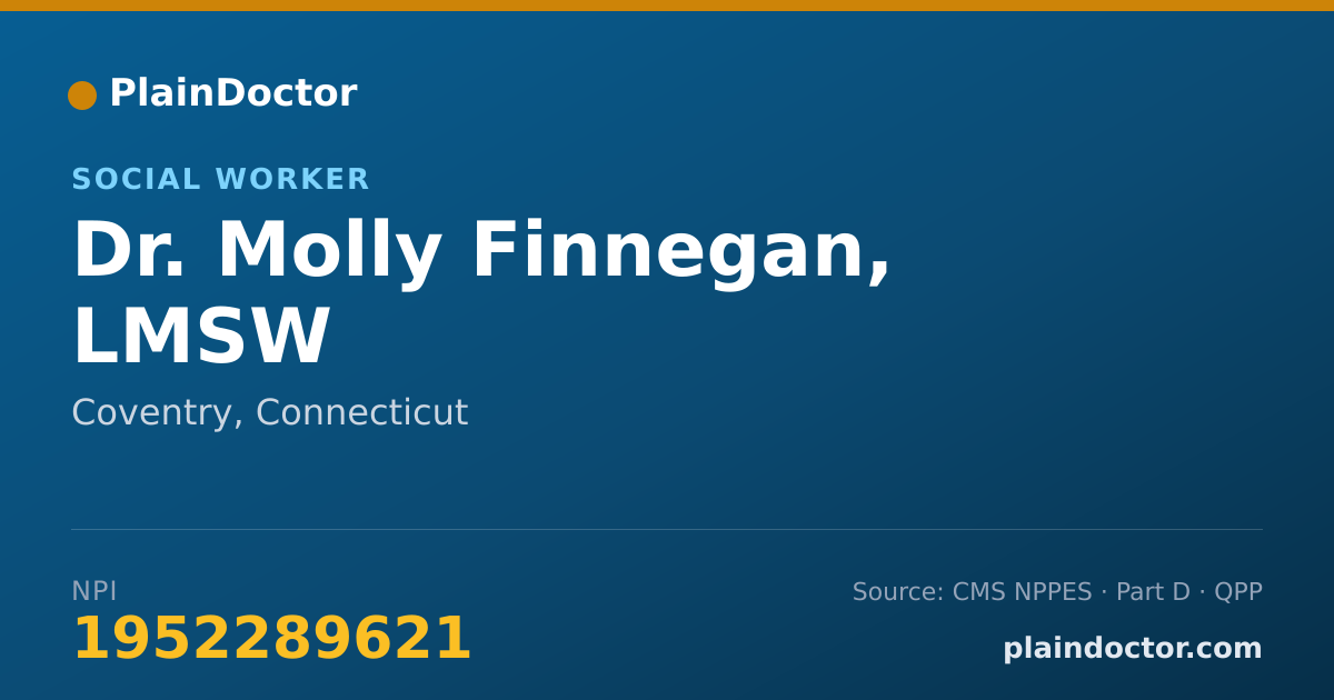 Shareable card for Molly Finnegan, LMSW - Social Worker, Coventry, CT