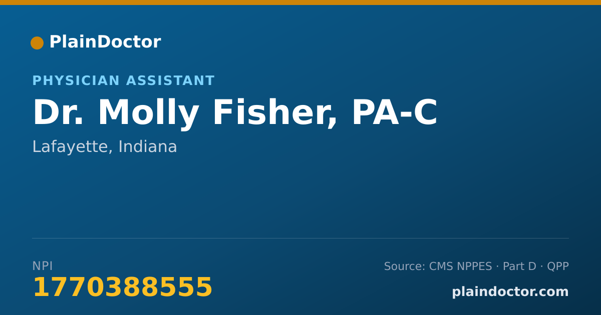 Shareable card for Molly Fisher, PA-C - Physician Assistant, Lafayette, IN