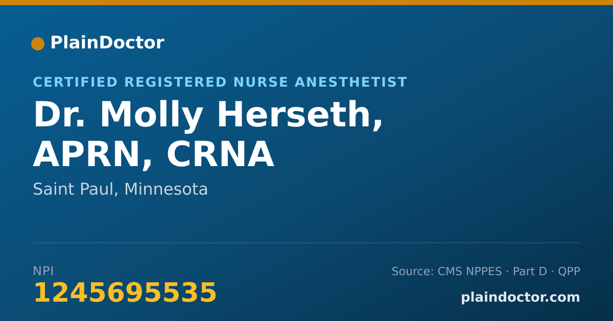 Shareable card for Molly Herseth, APRN, CRNA - Certified Registered Nurse Anesthetist, Saint Paul, MN