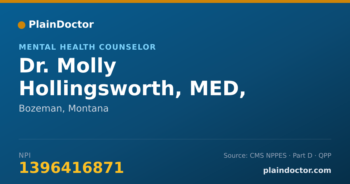 Shareable card for Molly Hollingsworth, MED, LCPC, SEP - Mental Health Counselor, Bozeman, MT