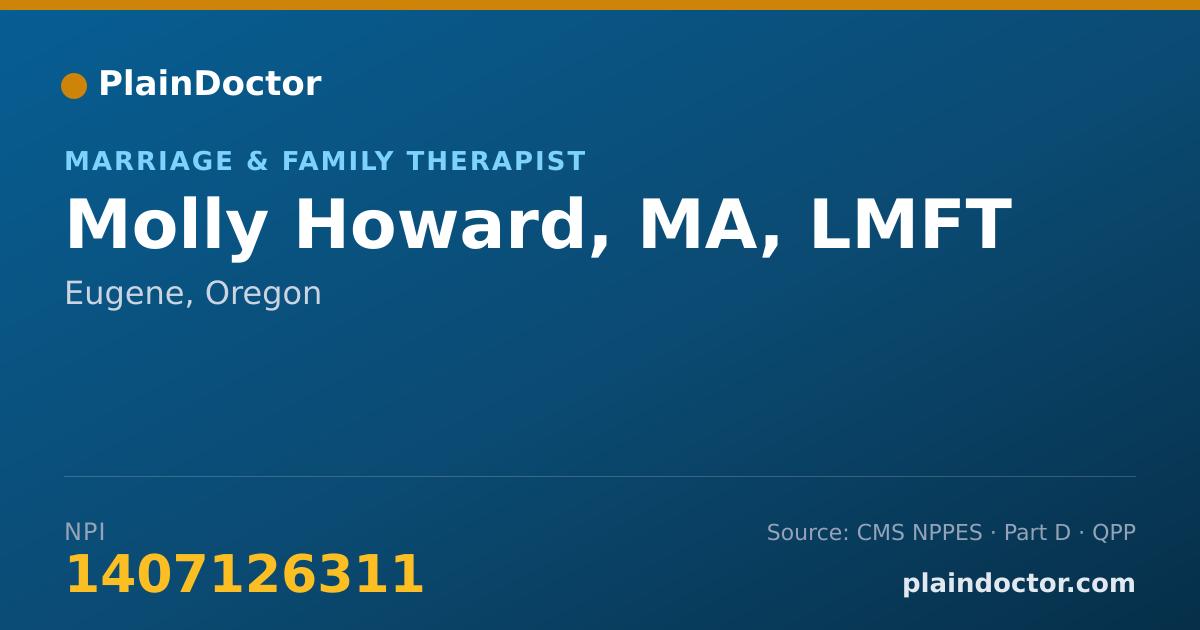 Shareable card for Molly Howard, MA, LMFT - Marriage & Family Therapist, Eugene, OR
