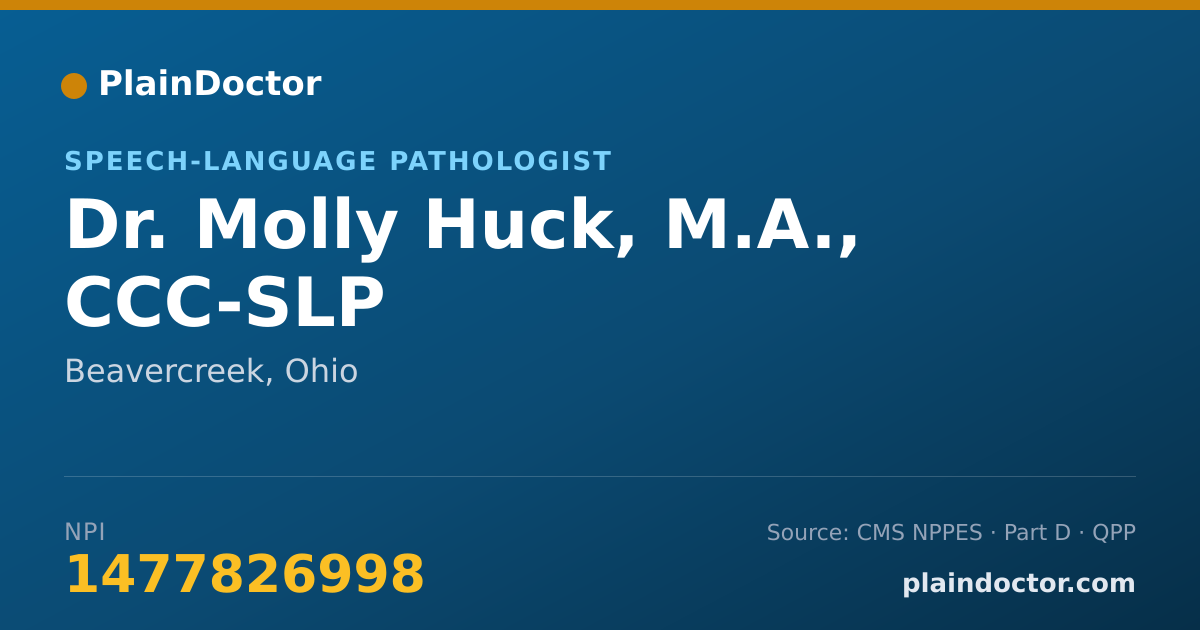 Shareable card for Molly Huck, M.A., CCC-SLP - Speech-Language Pathologist, Beavercreek, OH