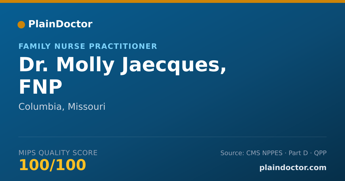 Shareable card for Molly Jaecques, FNP - Family Nurse Practitioner, Columbia, MO