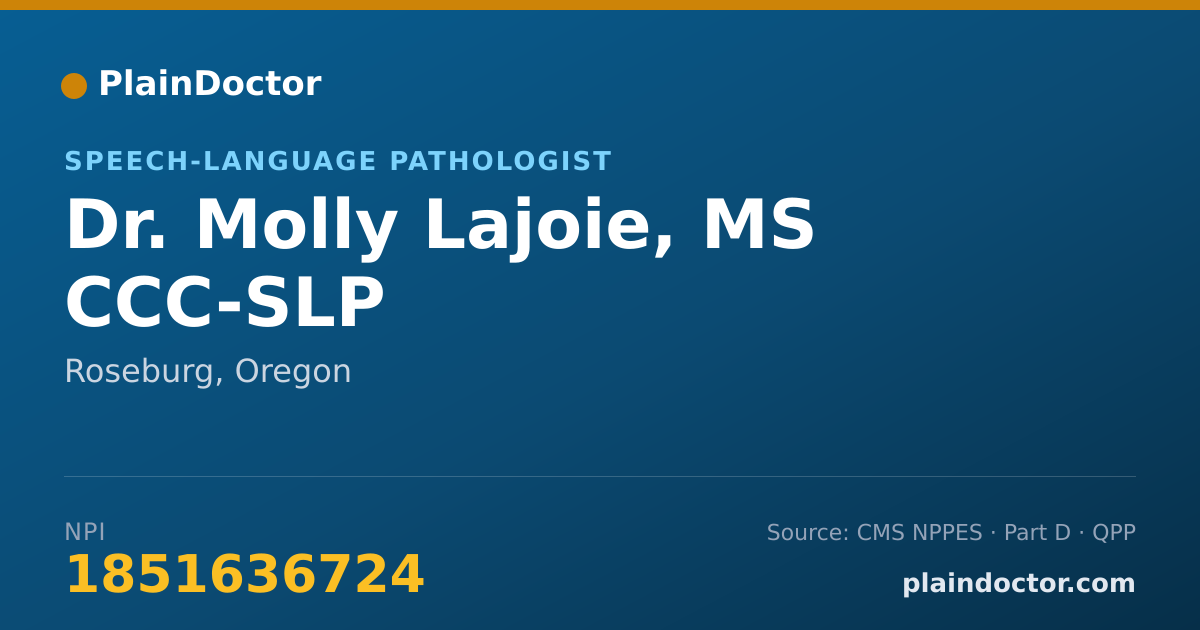 Shareable card for Molly Lajoie, MS CCC-SLP - Speech-Language Pathologist, Roseburg, OR