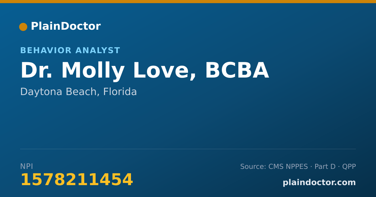 Shareable card for Molly Love, BCBA - Behavior Analyst, Daytona Beach, FL