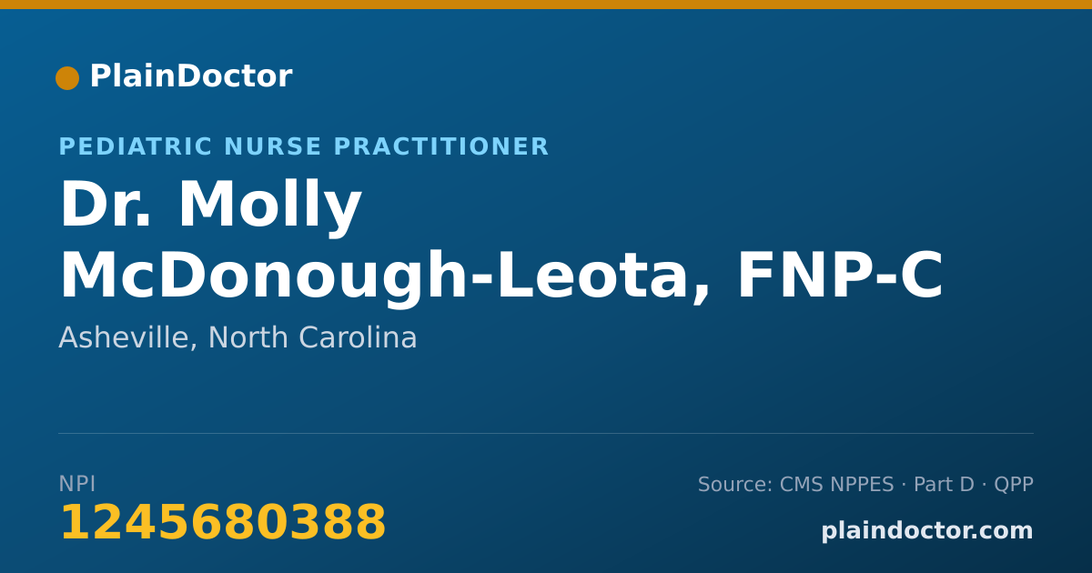 Shareable card for Molly McDonough-Leota, FNP-C - Pediatric Nurse Practitioner, Asheville, NC