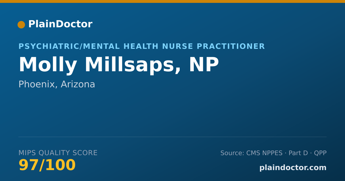 Shareable card for Molly Millsaps, NP - Psychiatric/Mental Health Nurse Practitioner, Phoenix, AZ