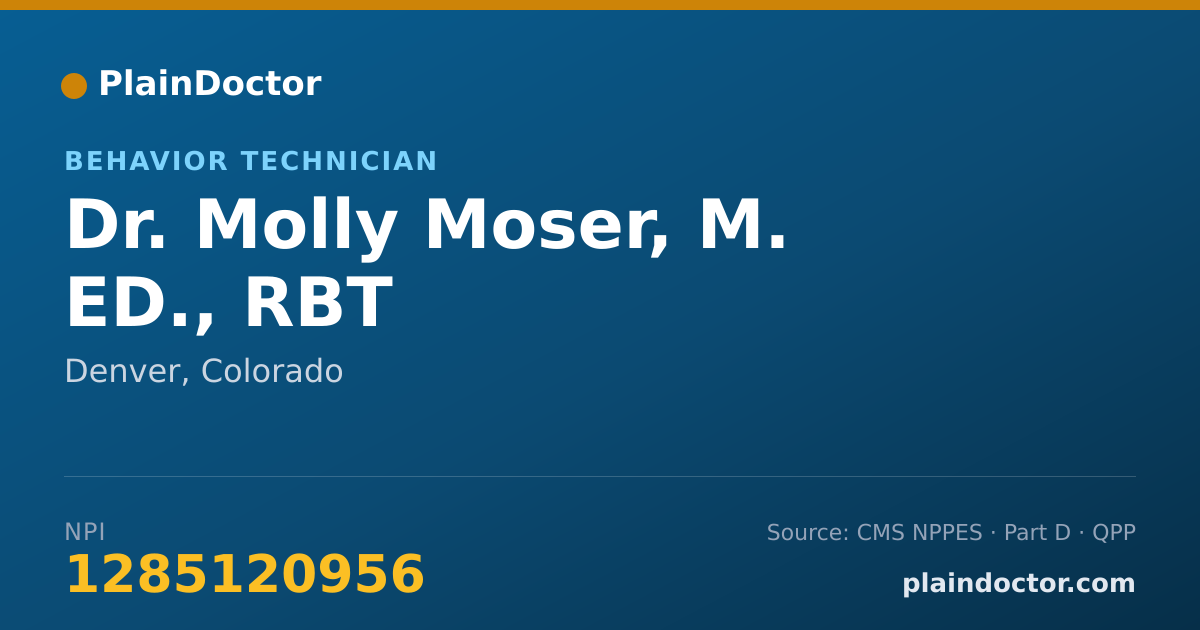 Shareable card for Molly Moser, M. ED., RBT - Behavior Technician, Denver, CO