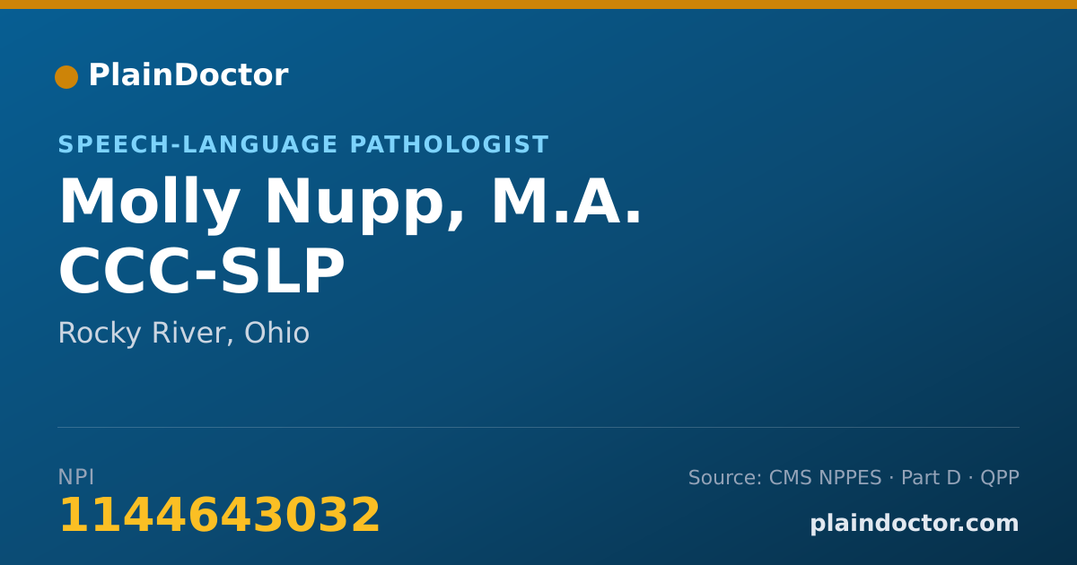 Shareable card for Molly Nupp, M.A. CCC-SLP - Speech-Language Pathologist, Rocky River, OH