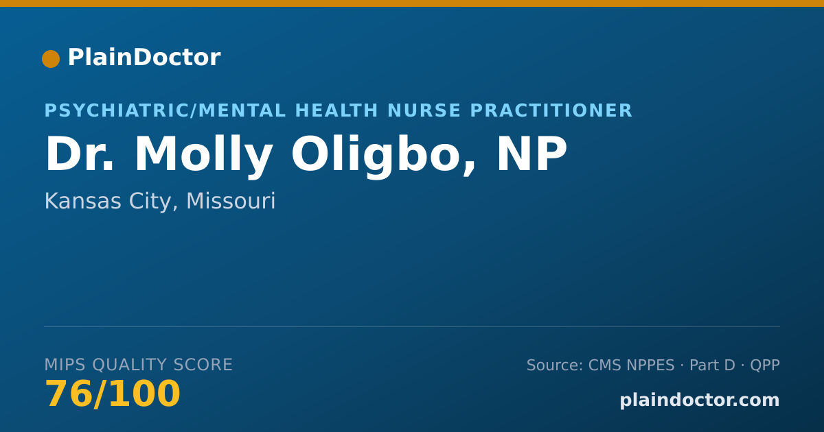 Shareable card for Molly Oligbo, NP - Psychiatric/Mental Health Nurse Practitioner, Kansas City, MO