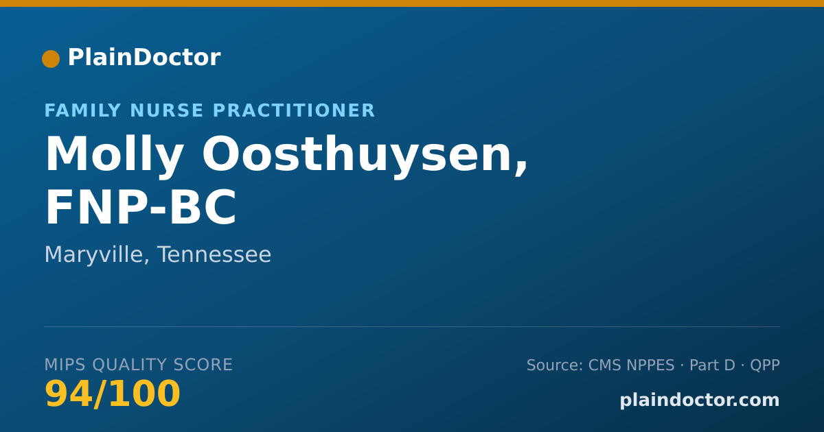 Shareable card for Molly Oosthuysen, FNP-BC - Family Nurse Practitioner, Maryville, TN
