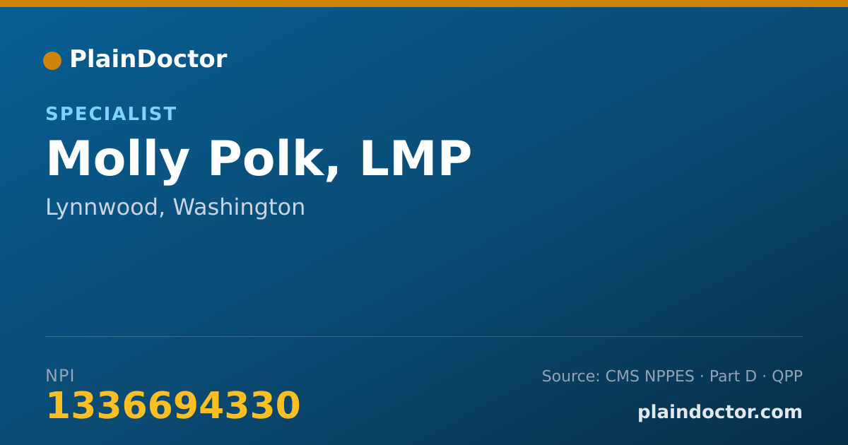 Shareable card for Molly Polk, LMP - Specialist, Lynnwood, WA