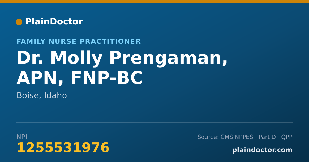 Shareable card for Molly Prengaman, APN, FNP-BC - Family Nurse Practitioner, Boise, ID