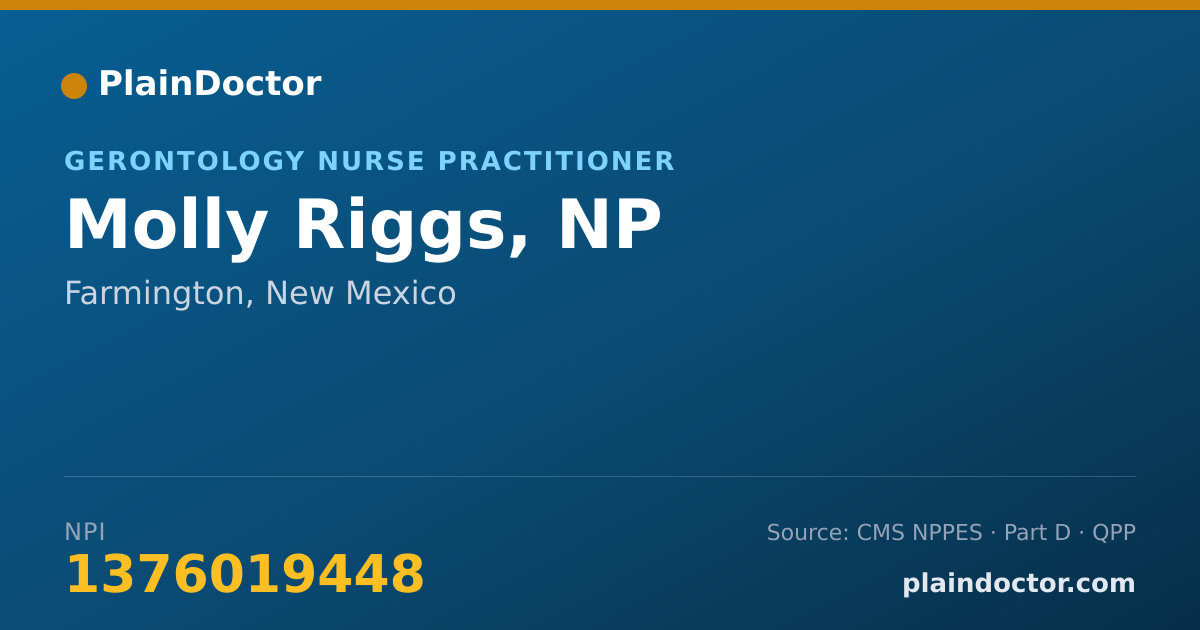 Shareable card for Molly Riggs, NP - Acute Care Nurse Practitioner, Farmington, NM
