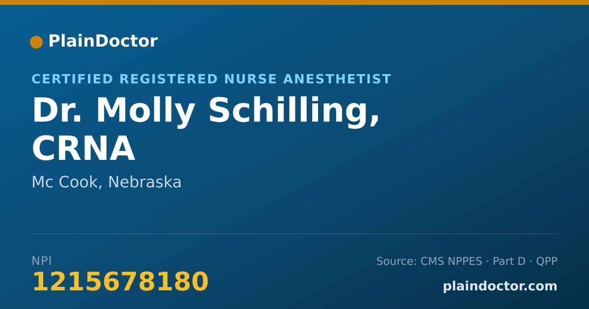 Shareable card for Molly Schilling, CRNA - Certified Registered Nurse Anesthetist, Mc Cook, NE