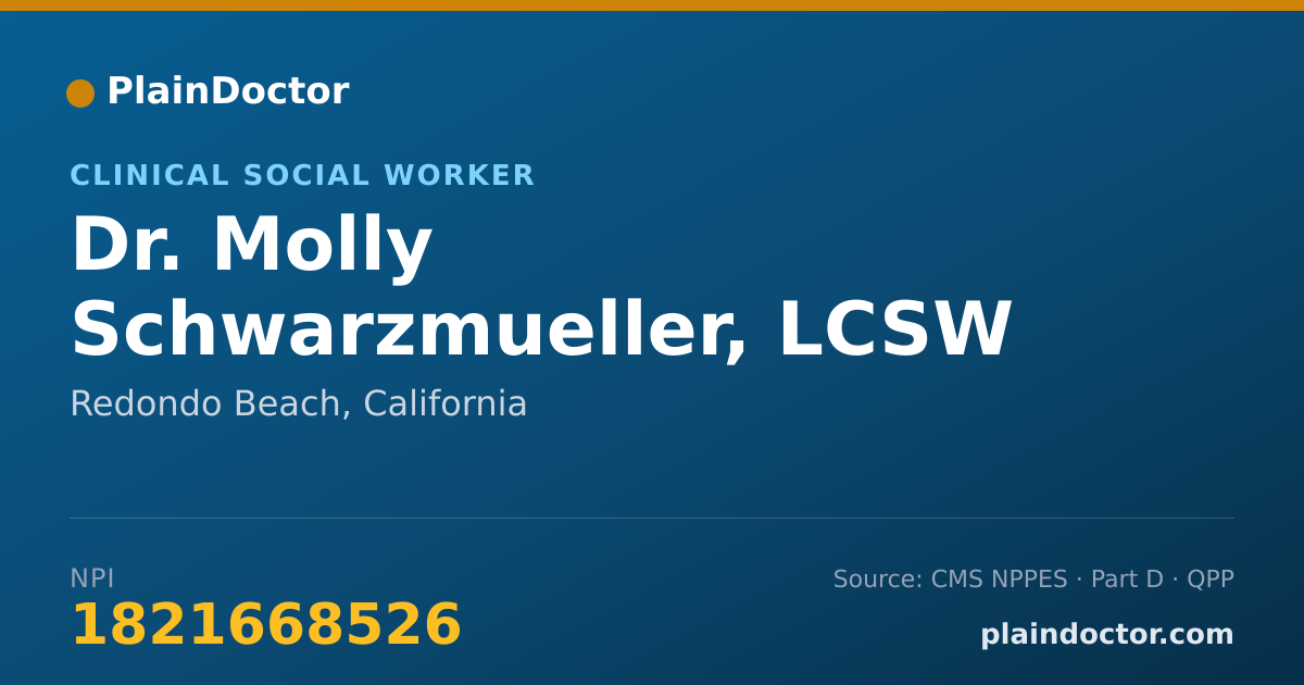 Shareable card for Molly Schwarzmueller, LCSW - Clinical Social Worker, Redondo Beach, CA