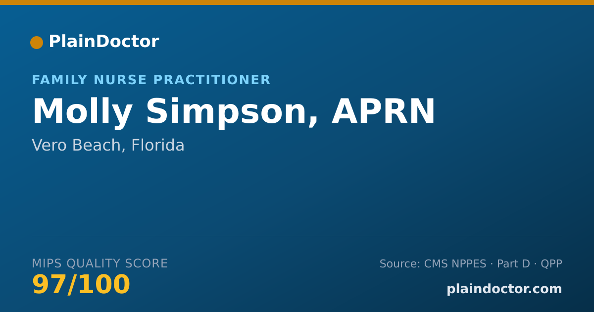 Shareable card for Molly Simpson, APRN - Family Nurse Practitioner, Vero Beach, FL