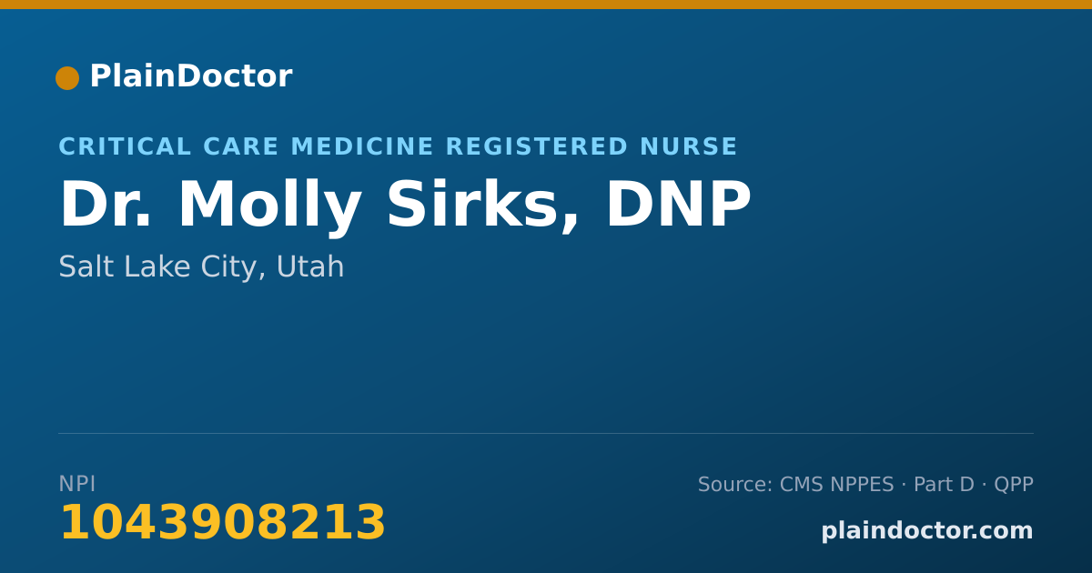 Shareable card for Molly Sirks, DNP - Critical Care Medicine Registered Nurse, Salt Lake City, UT