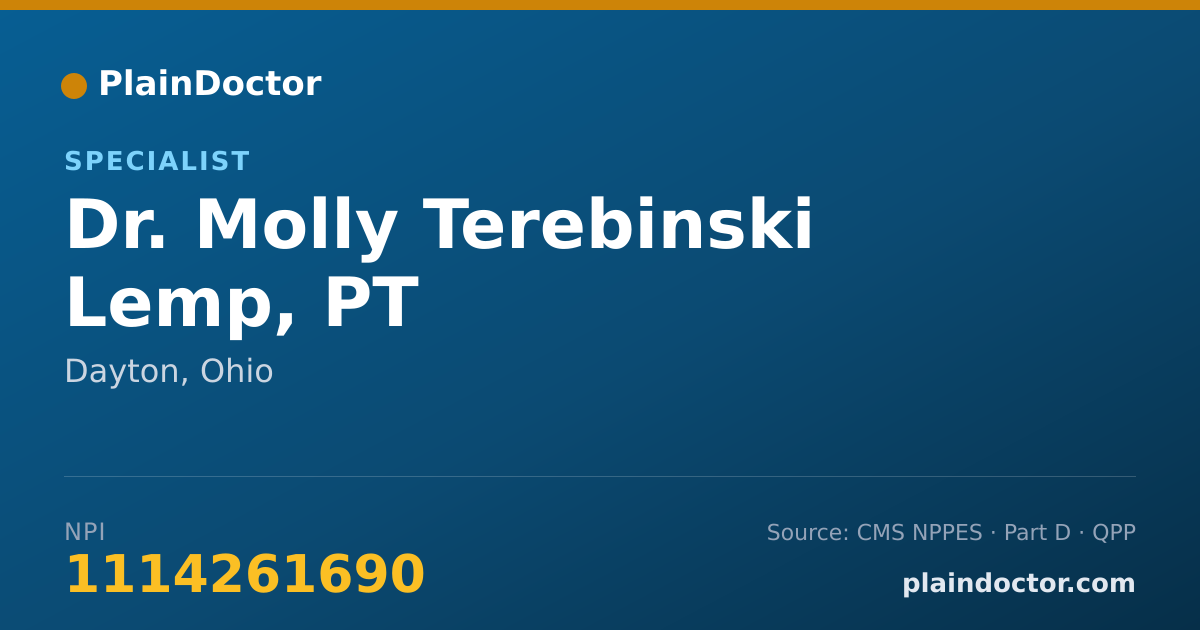 Shareable card for Molly Terebinski Lemp, PT - Specialist, Dayton, OH