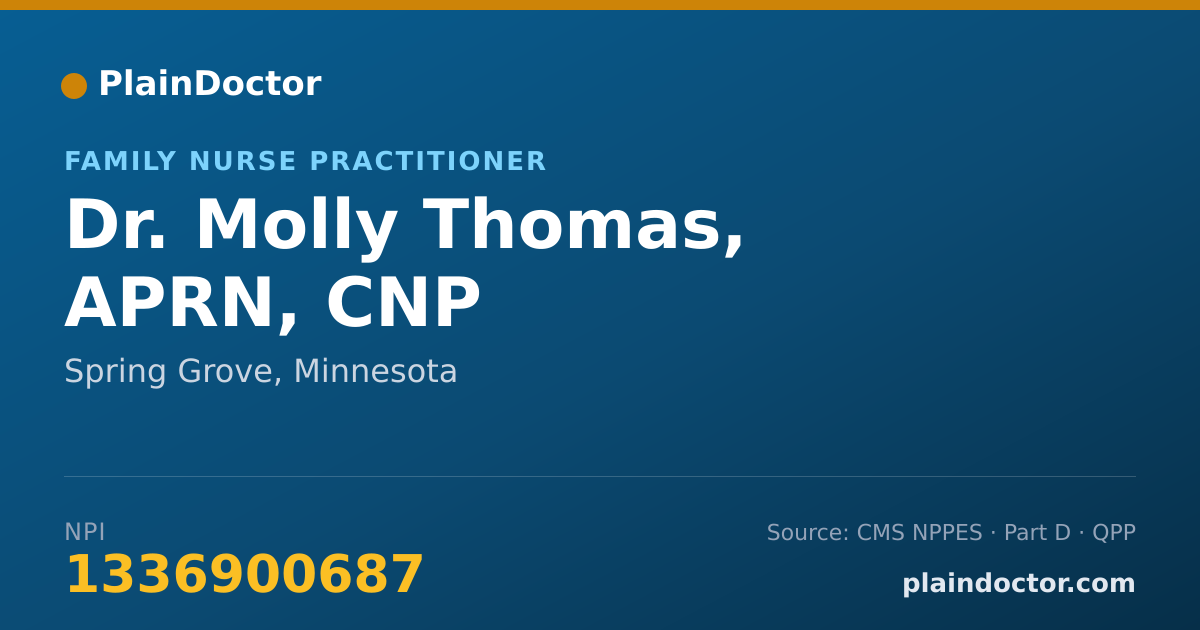 Shareable card for Molly Thomas, APRN, CNP - Family Nurse Practitioner, Spring Grove, MN